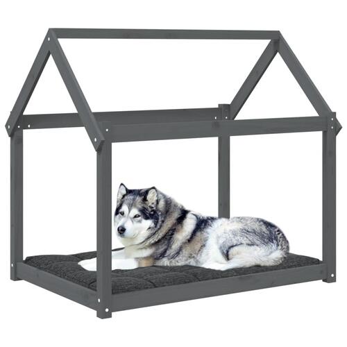 Hundeseng 111x80x100 cm massivt fyrretræ grå