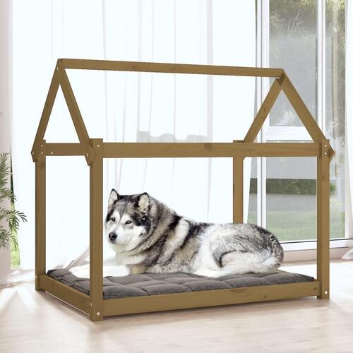 Hundeseng 111x80x100 cm massivt fyrretræ gyldenbrun