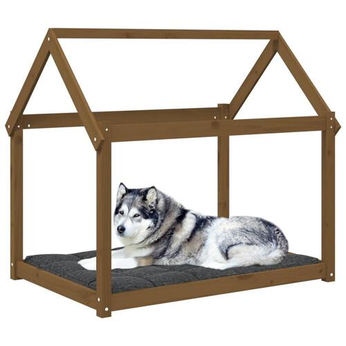 Hundeseng 111x80x100 cm massivt fyrretræ gyldenbrun