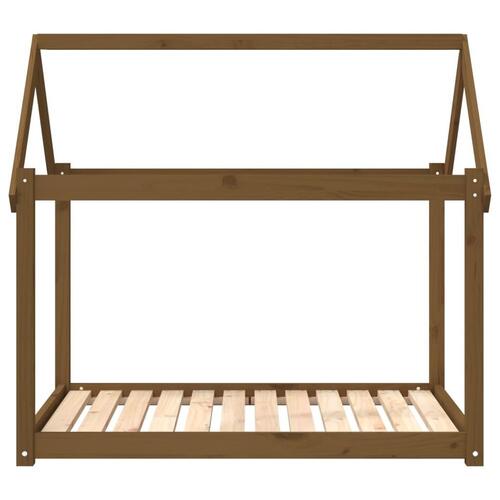 Hundeseng 111x80x100 cm massivt fyrretræ gyldenbrun