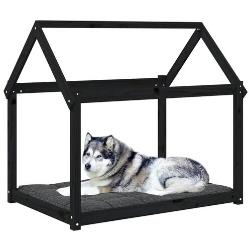 Hundeseng 111x80x100 cm massivt fyrretræ sort