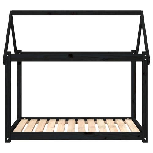 Hundeseng 111x80x100 cm massivt fyrretræ sort