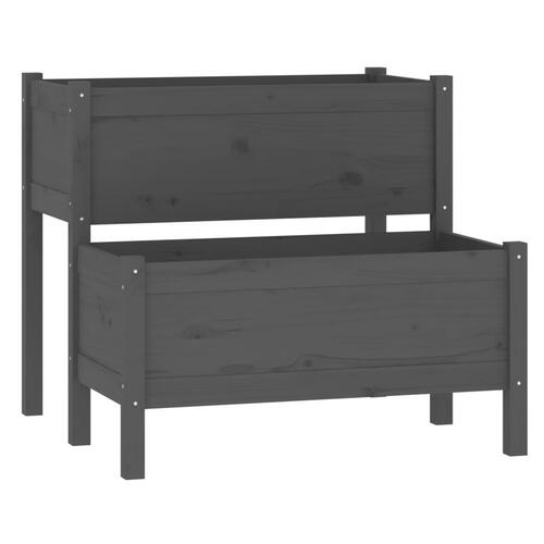 Plantekasse 84,5x84x75 cm massivt fyrretræ grå