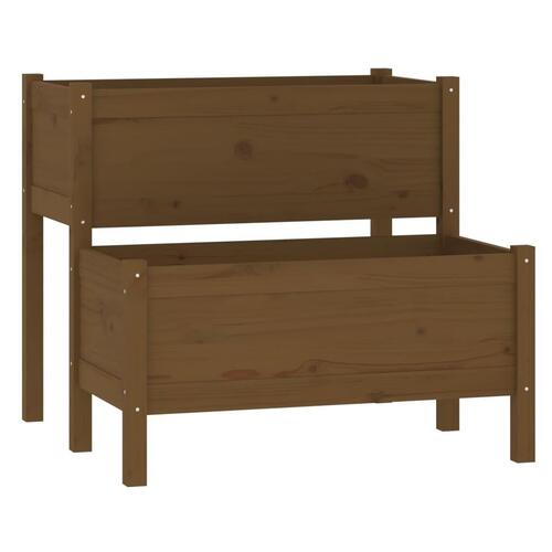 Plantekasse 84,5x84x75 cm massivt fyrretræ gyldenbrun