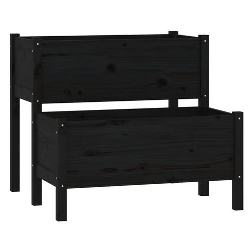 Plantekasse 84,5x84x75 cm massivt fyrretræ sort