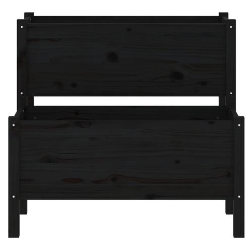 Plantekasse 84,5x84x75 cm massivt fyrretræ sort