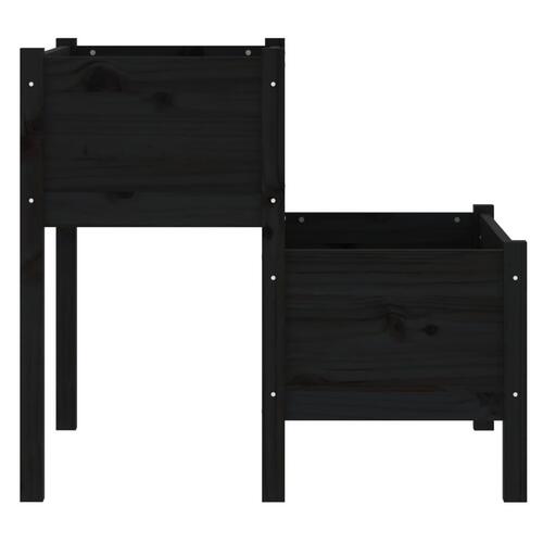 Plantekasse 84,5x84x75 cm massivt fyrretræ sort