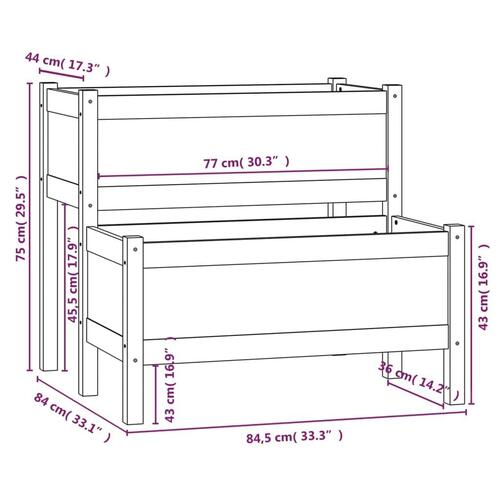 Plantekasse 84,5x84x75 cm massivt fyrretræ sort