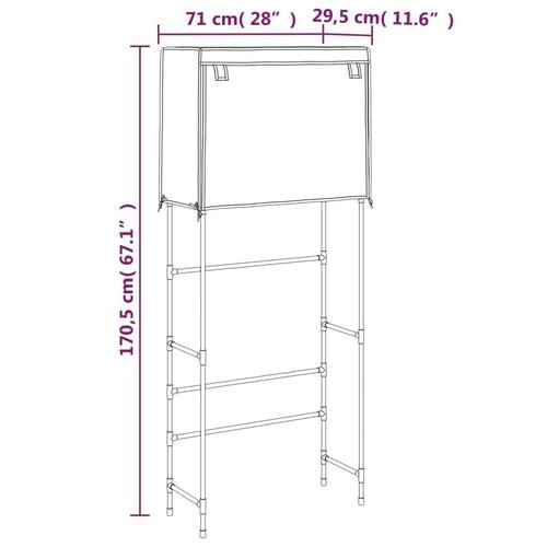 Opbevaringsreol over vaskemaskine 71x29,5x170,5 cm jern sort