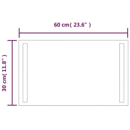 Badeværelsesspejl med LED-lys 60x30 cm