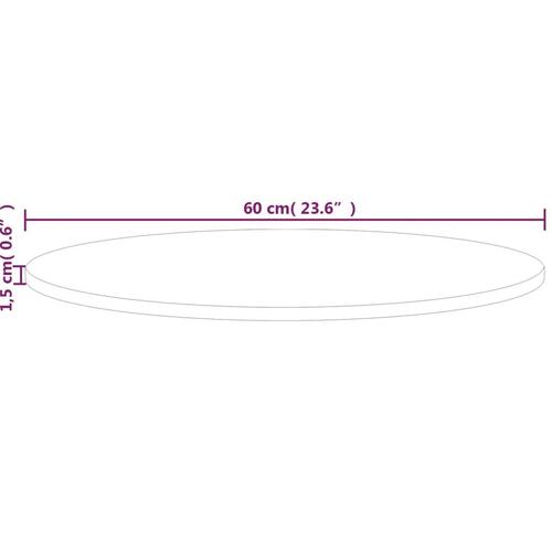 Rund bordplade Ø60x1,5 cm ubehandlet massivt egetræ