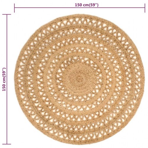 Gulvtæppe 150 cm håndflettet jute rundt