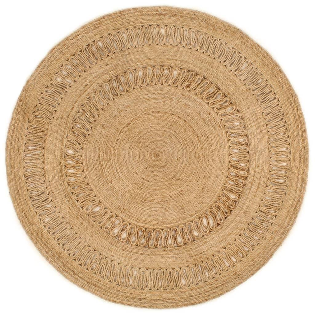 Gulvtæppe 150 cm håndflettet jute rundt