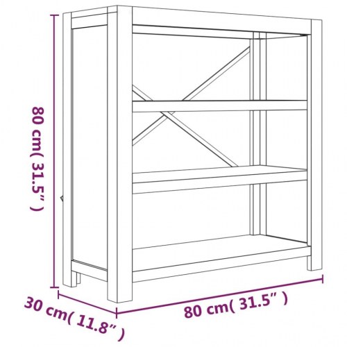 Bogreol med 3 hylder 80×30×80 cm i massivt akacietræ