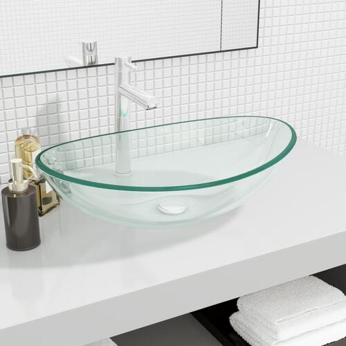 Håndvask 54,5x35x15,5 cm hærdet glas transparent