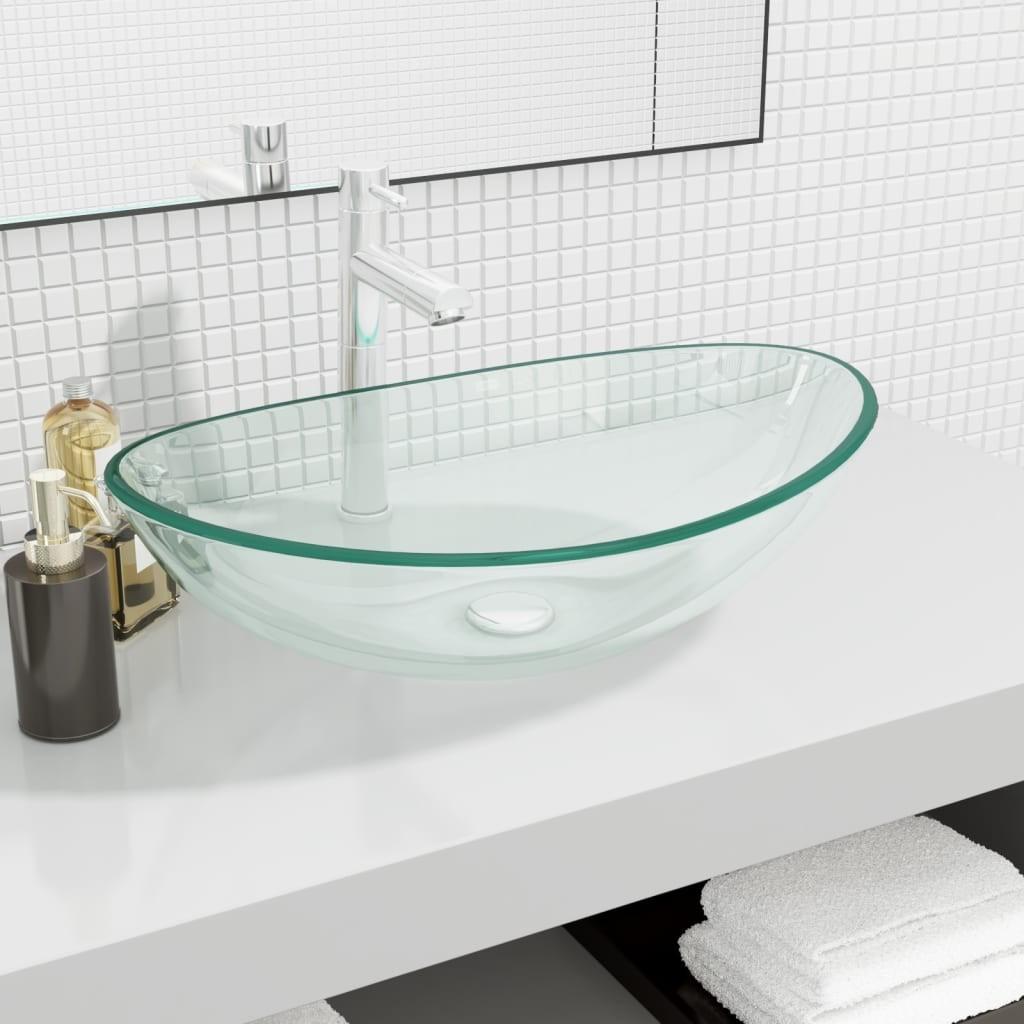 Håndvask 54,5x35x15,5 cm hærdet glas transparent