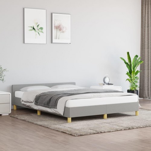 Sengeramme med gavl 140x200 cm - stof, lysegrå