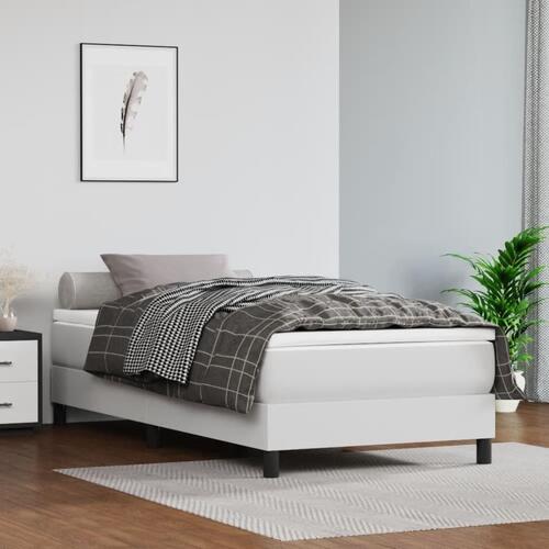 Springmadras med pocketfjedre 90x190x20 cm kunstlæder hvid