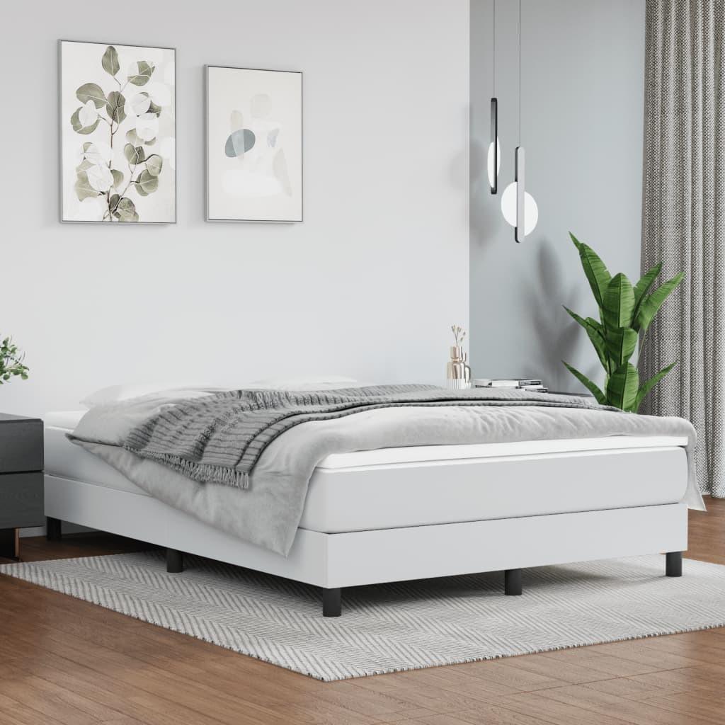 Springmadras med pocketfjedre 140x190x20 cm kunstlæder hvid