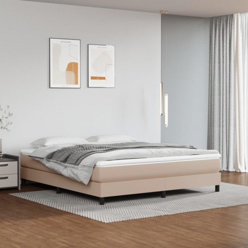 Springmadras + pocketfjedre medium 180x200x20 cm kunstlæder cappuccino