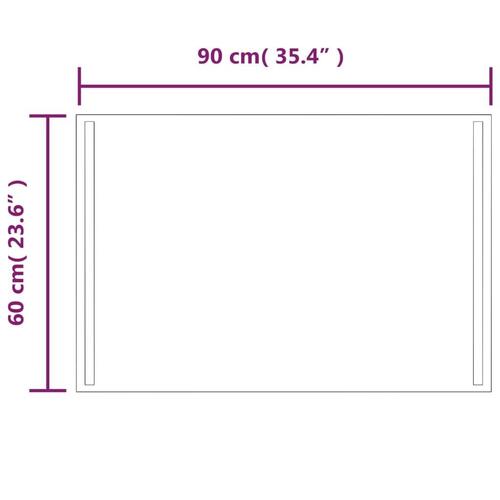 Badeværelsesspejl med LED-lys 60x90 cm