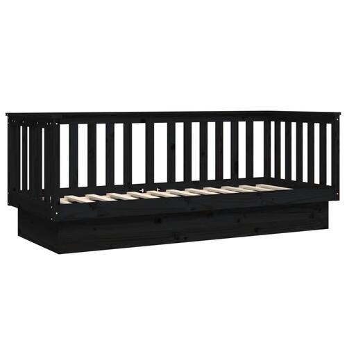 Daybed 90x190 cm massivt fyrretræ sort