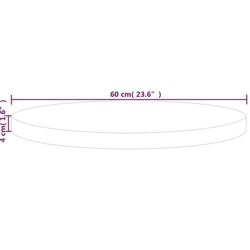 Rund bordplade Ø60x4 cm ubehandlet massivt egetræ
