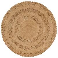 Gulvtæppe 120 cm håndflettet jute rundt