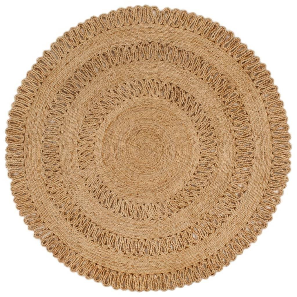 Gulvtæppe 120 cm håndflettet jute rundt