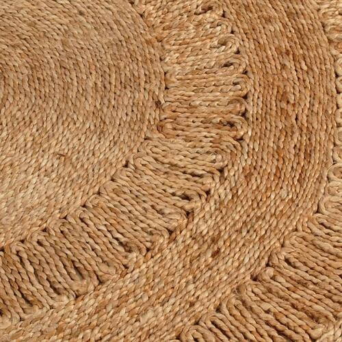 Gulvtæppe 120 cm håndflettet jute rundt