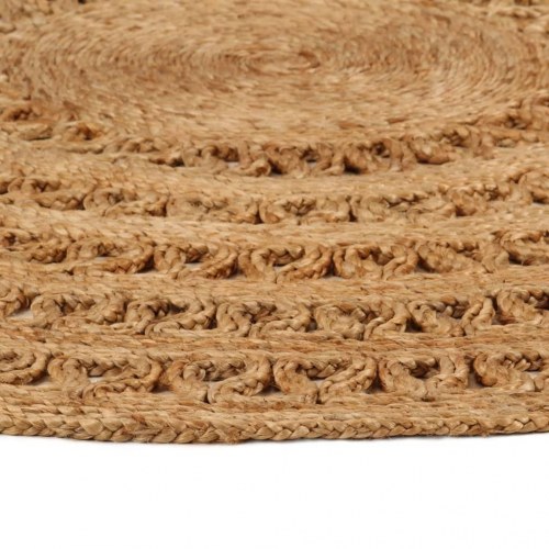 Gulvtæppe 90 cm håndflettet jute rundt
