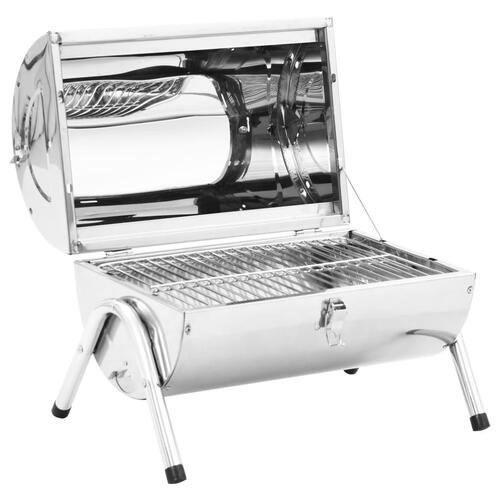 Transportabel bordgrill med dobbelt grillrist rustfrit stål