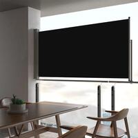 Sammenrullelig sidemarkise 80x300 cm sort