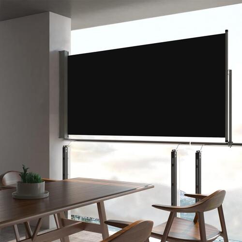 Sammenrullelig sidemarkise 80x300 cm sort
