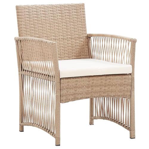 Havestole med hynder 2 stk. polyrattan beige