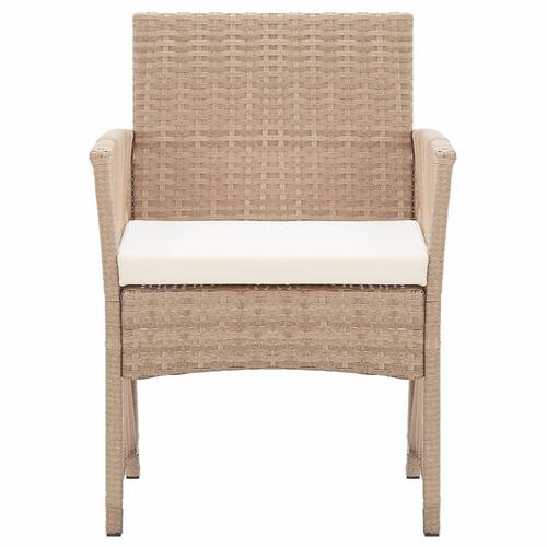 Havestole med hynder 2 stk. polyrattan beige