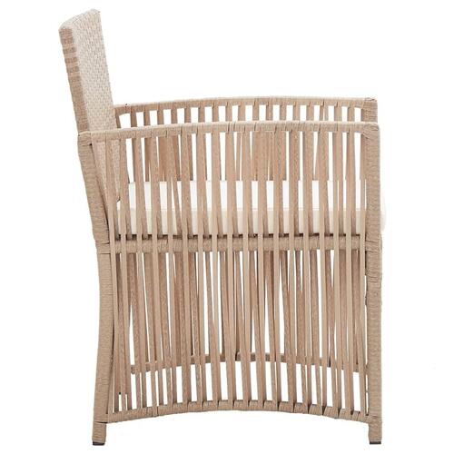 Havestole med hynder 2 stk. polyrattan beige