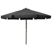 Udendørs parasol med træstang 330 cm antracitgrå