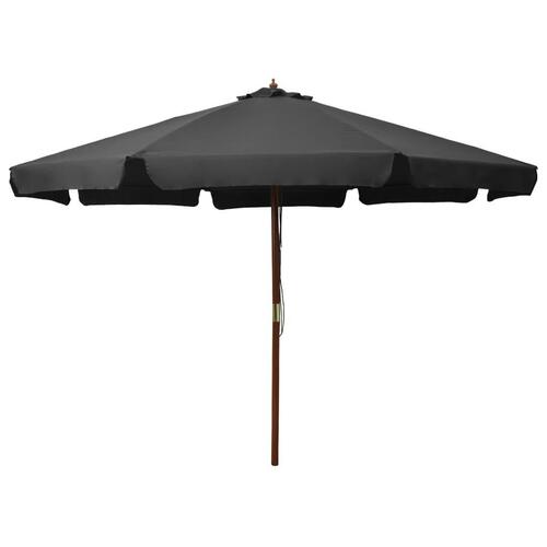 Udendørs parasol med træstang 330 cm antracitgrå