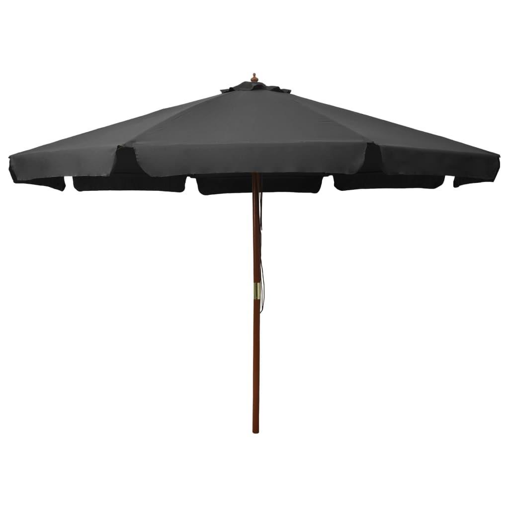 Udendørs parasol med træstang 330 cm antracitgrå