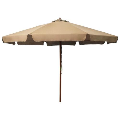 Udendørs parasol med træstang 330 cm gråbrun