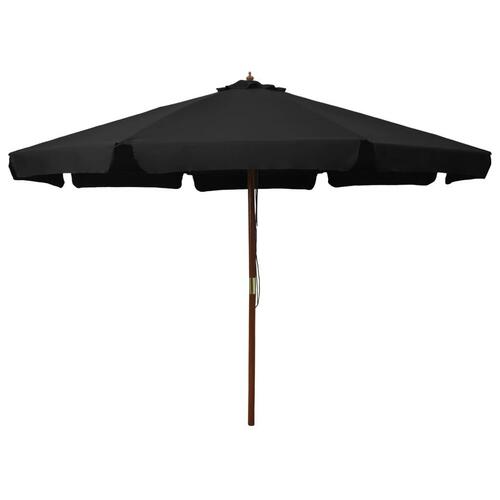 Udendørs parasol med træstang 330 cm sort