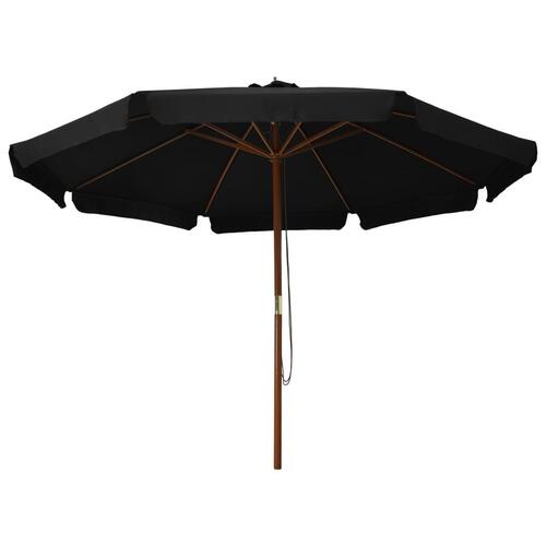 Udendørs parasol med træstang 330 cm sort