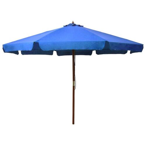 Udendørs parasol med træstang 330 cm azurblå