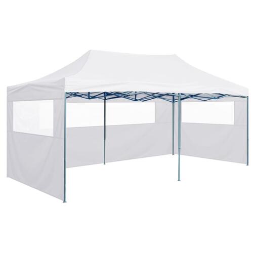 Foldbart festtelt med 4 sidevægge 3 x 6 m stål hvid