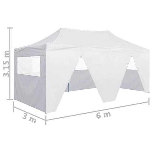 Foldbart festtelt med 4 sidevægge 3 x 6 m stål hvid
