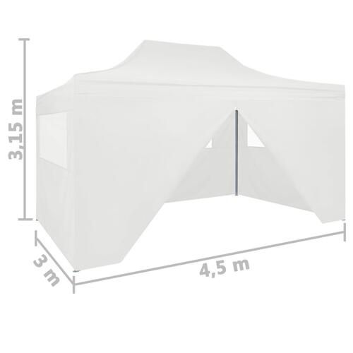 Foldbart festtelt med 4 sidevægge 3 x 4,5 m hvid