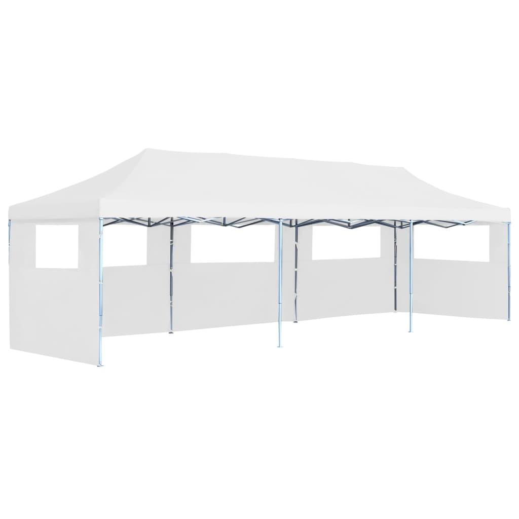 Foldbart pop op-festtelt med 5 sidevægge 3 x 9 m hvid