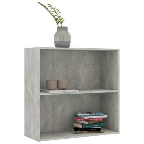 Bogreol med 2 hylder 80x30x76,5 cm konstrueret træ betongrå