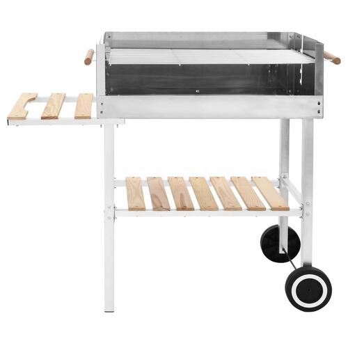 Kulgrill med hjul og 2 hylder XXL rustfrit stål
